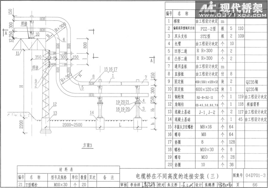 电缆桥在不同高度的连接安装（三）