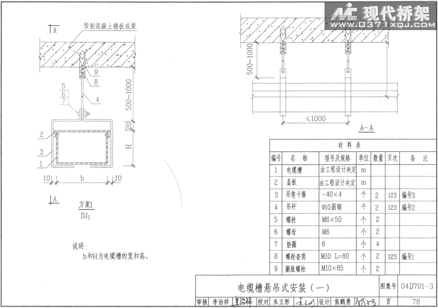 电缆槽悬吊式安装(一）