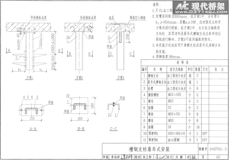 槽钢支柱悬吊式安装