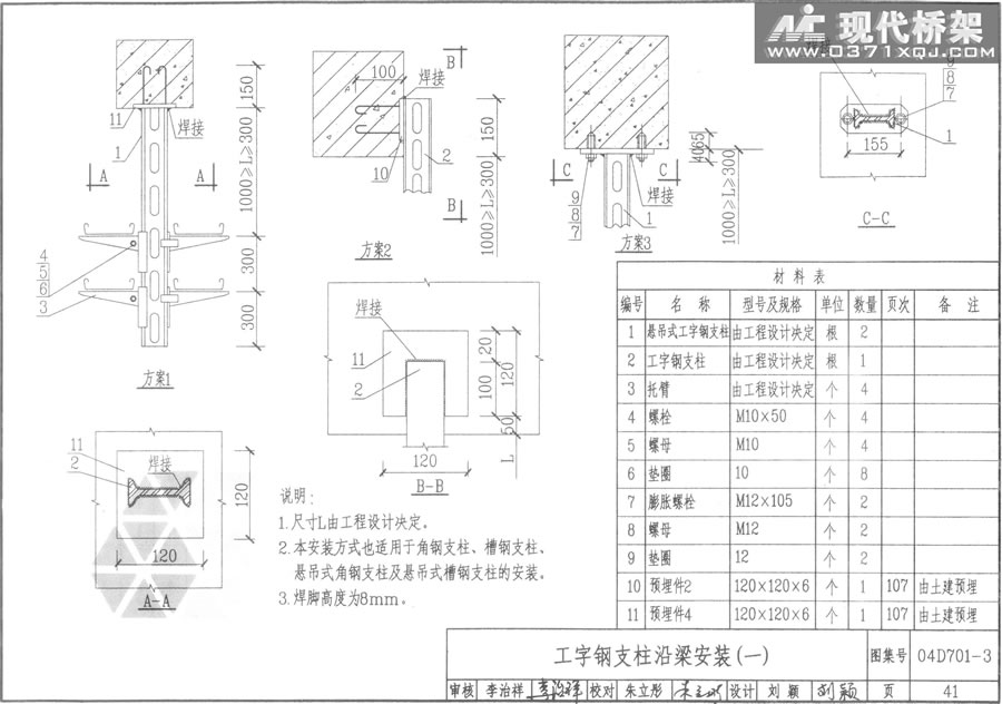 工字钢支柱沿梁安装（一）